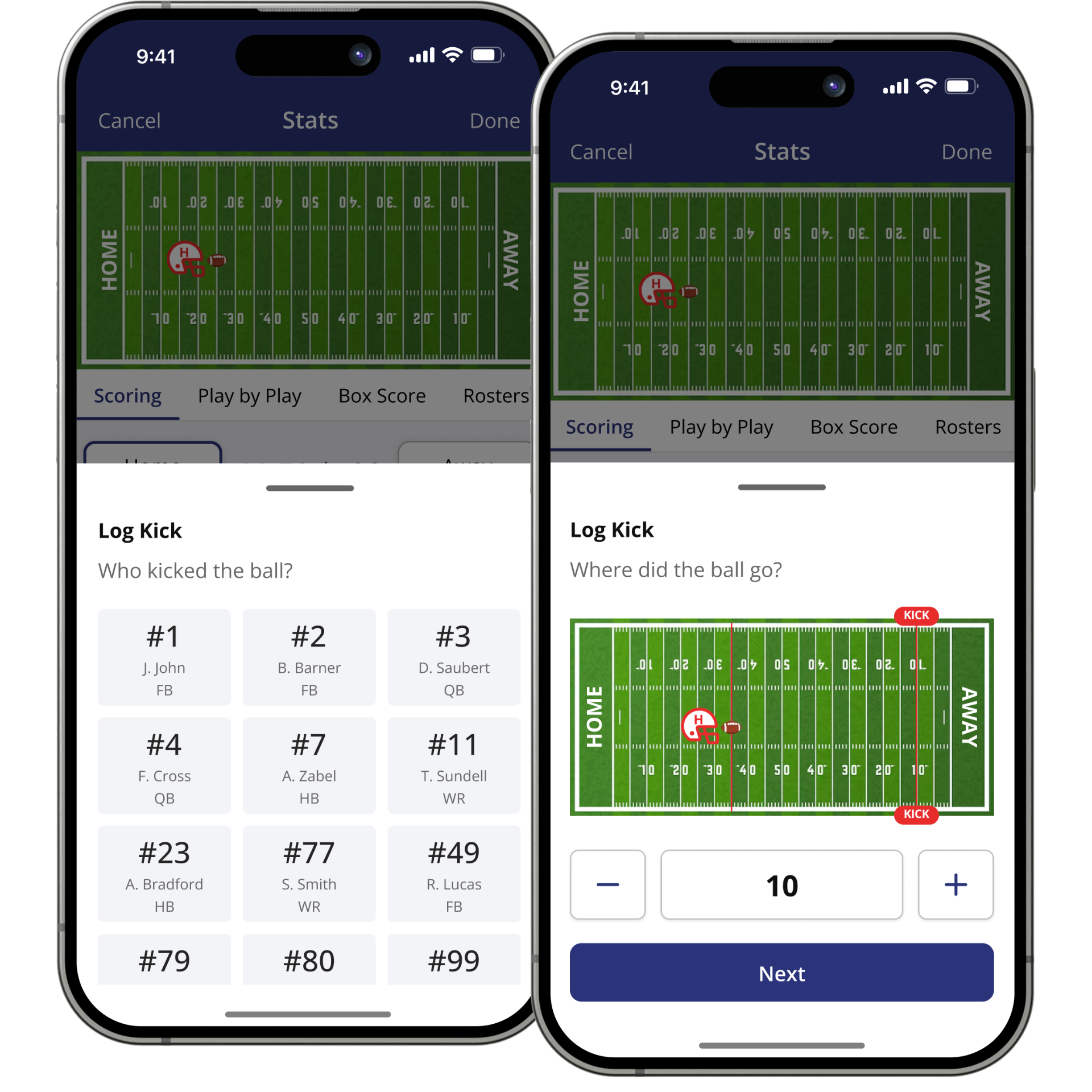 Score the game live, in the platform