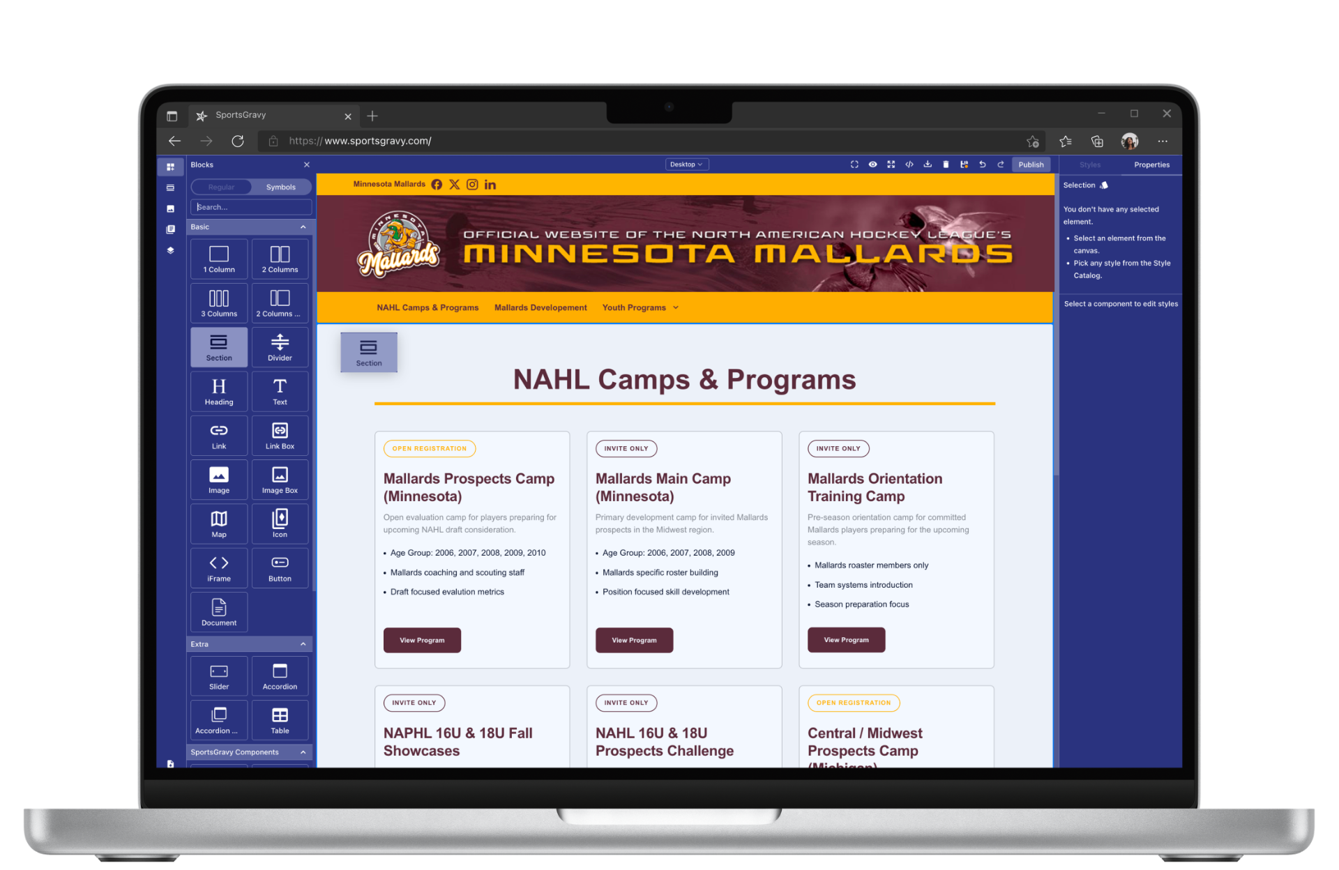 Build your club website without code