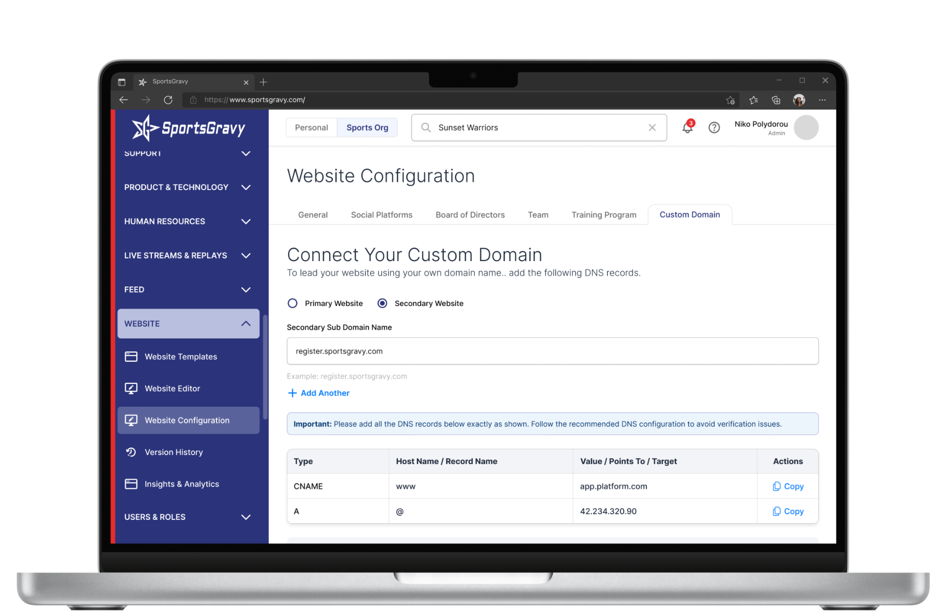 Launch on your own domain
